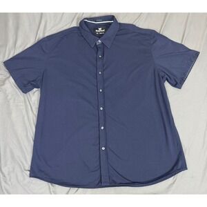 Buttercloth Icy Cotton Mens 3XL Regular Fit S/S Button Up Shirt Navy Blue